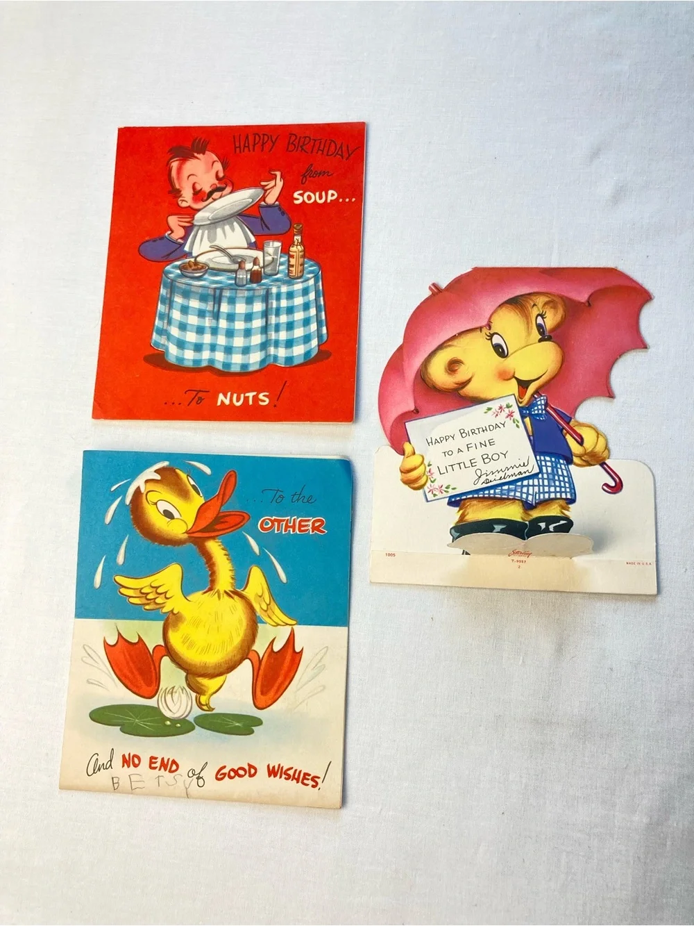 Vintage 1950's Kids Birthday Card Set - Cute Animals